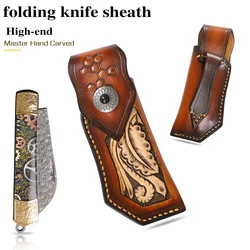 High Quality Handmade Folding Leather Case Folding Knife Holster Outdoor Camping Multipurpose Protective Case Real Leather