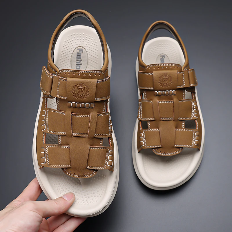 

Hot Sale Men Summer Microfiber Leather Sandals Non Slip Soft Sole Casual Outdoor Beach Daily Wear Men Slippers