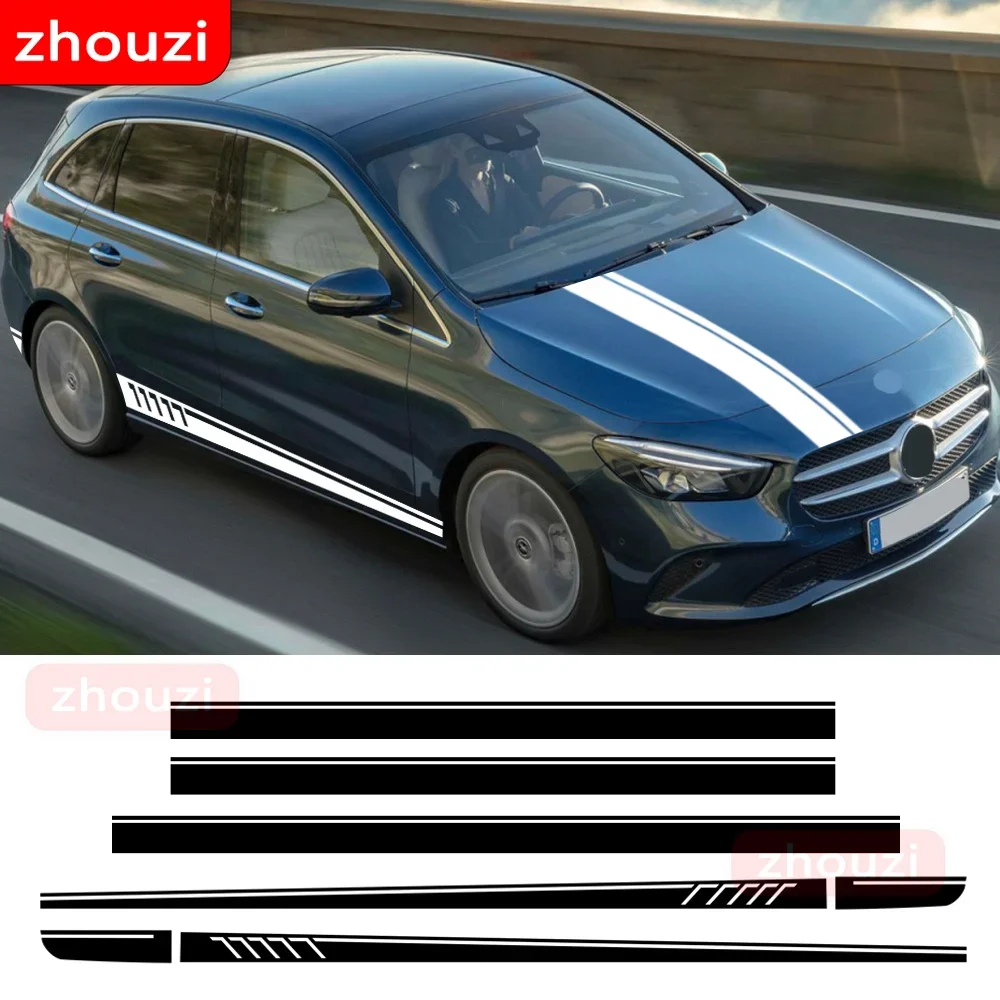 

Door Side Stripes Skirt Sticker Car Hood Rear Roof Styling Decal For Mercedes Benz B Class W246 W247 B180 Accessories