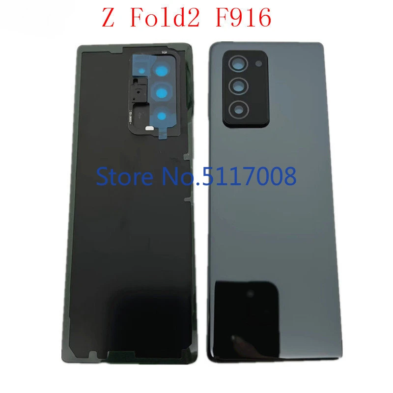 Back Rear Glass Battery Cover For Samsung Galaxy Z Fold2 5G F916 F916B F916U Fold F907 F900 Housing Replacement With Camera Lens