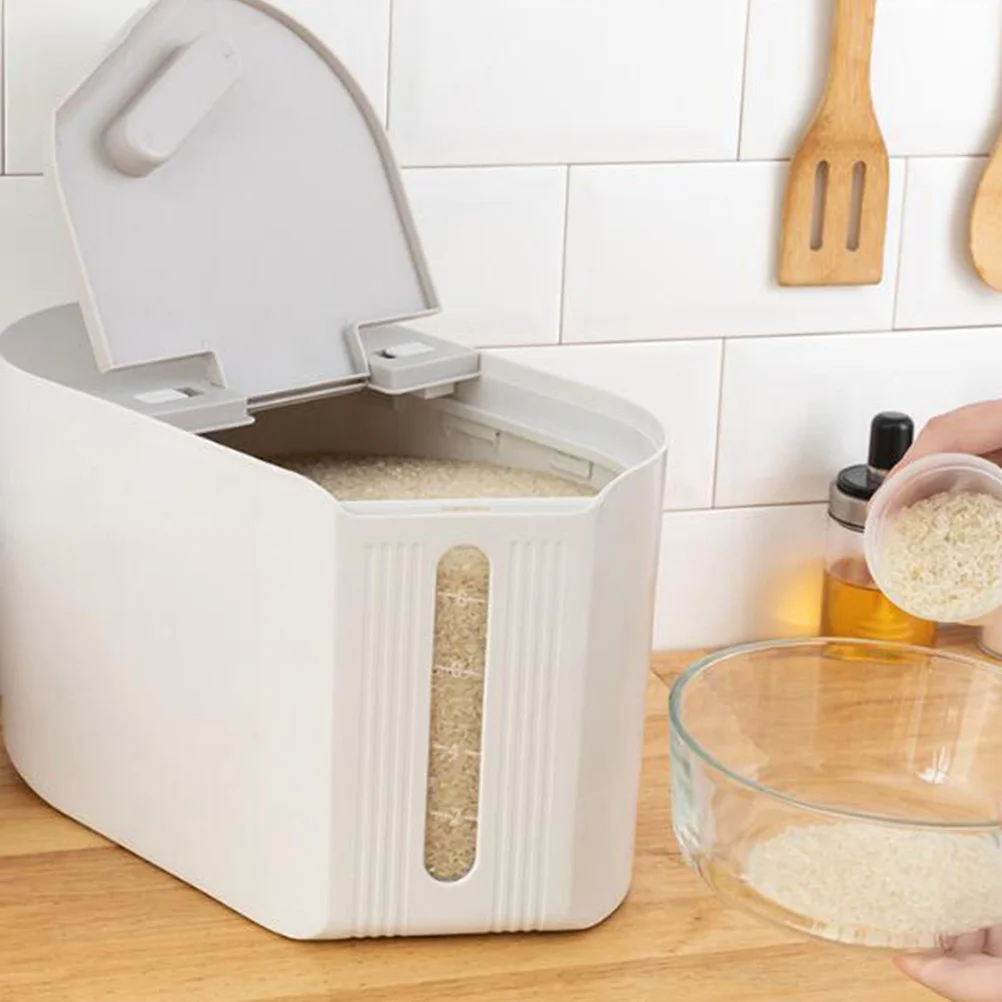 

10kg Thicken Rice Bucket Plastic Container Moistureproof Insectproof Sealed Storage Bin Kitchen Restaurant Grey Transparent