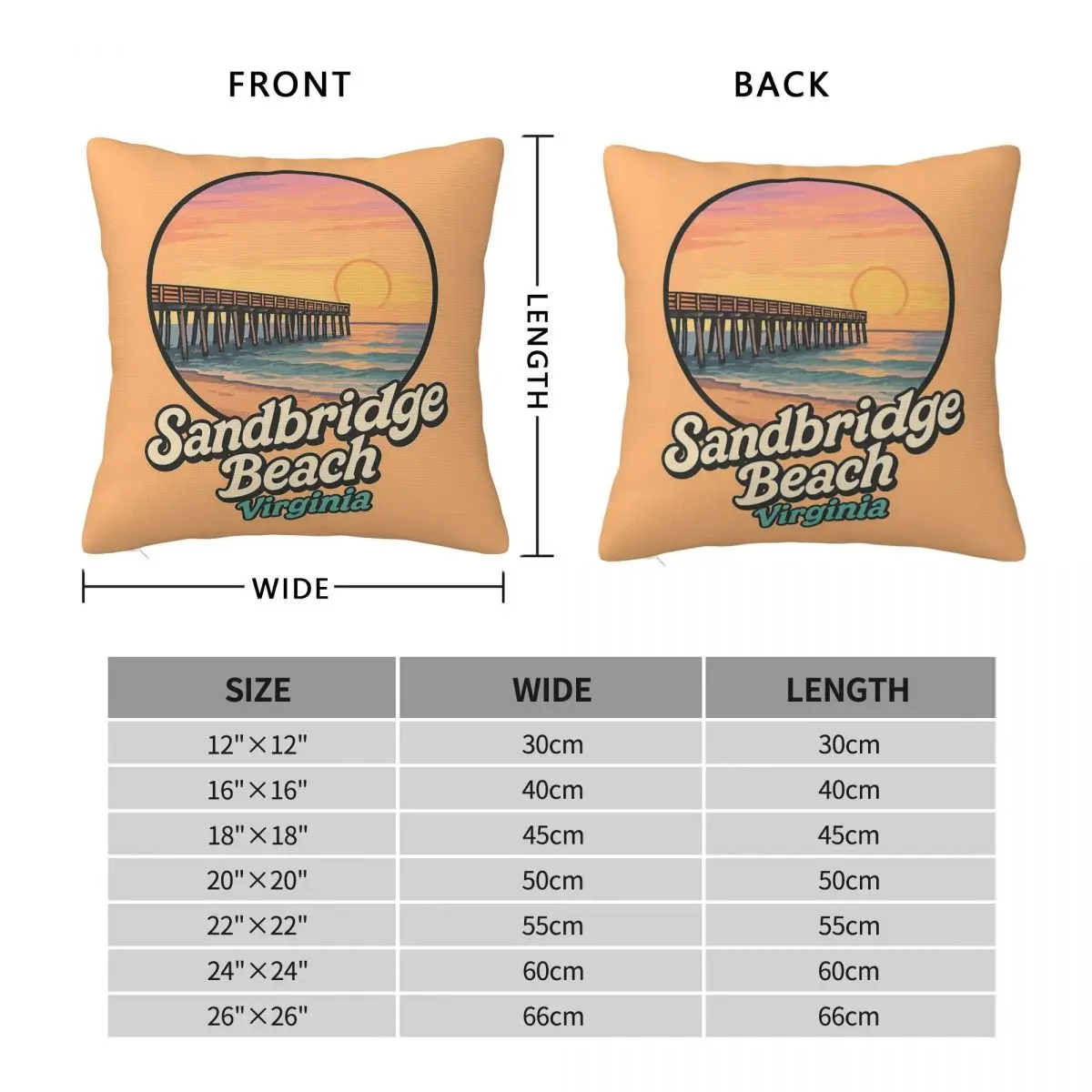 Sandbridge Beach Virginia Square Pillowcase Polyester Linen Velvet Pattern Zip Decor Throw Pillow Case Home Cushion Cover 18