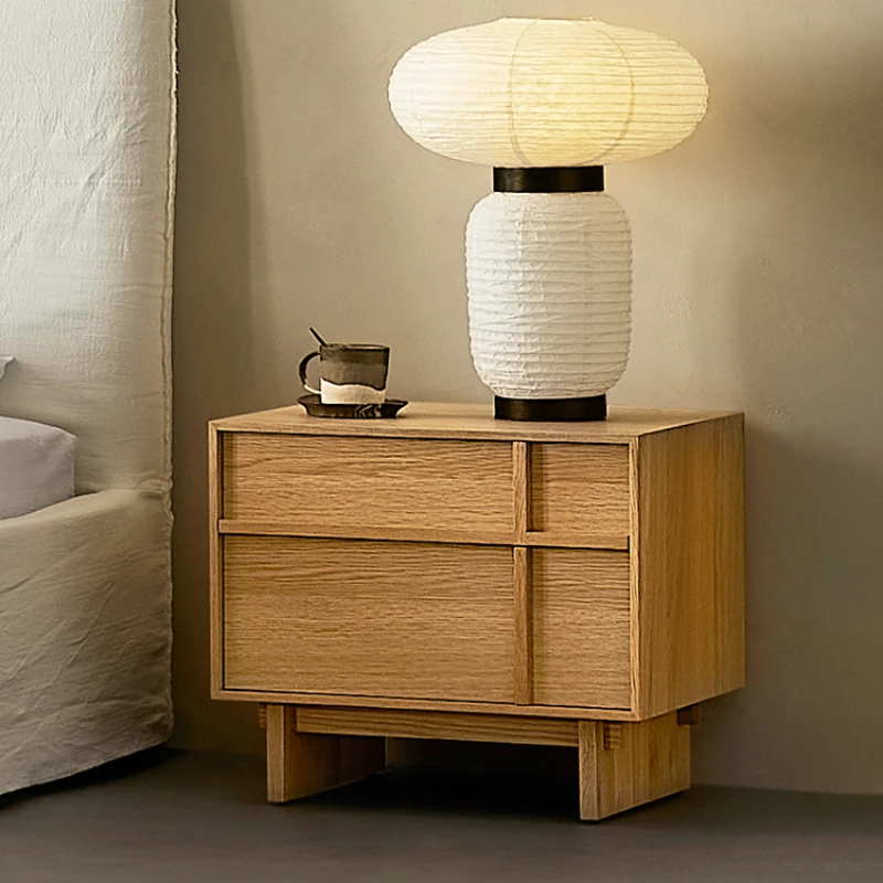 

Bedside Table White Oak Solid Wood Modern Simple Log Wind Bedside Bedroom Locker