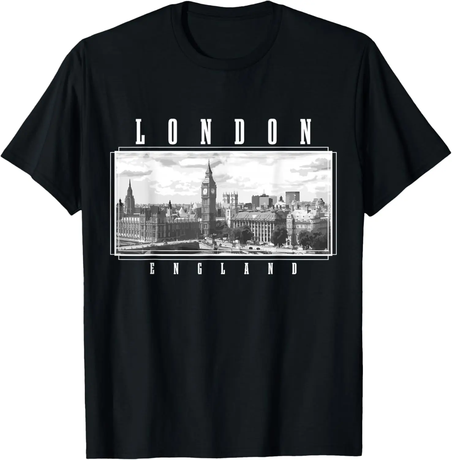 

London England Skyline Big Ben Vintage Souvenir Graphic T-Shirt Breathable Trip Tee