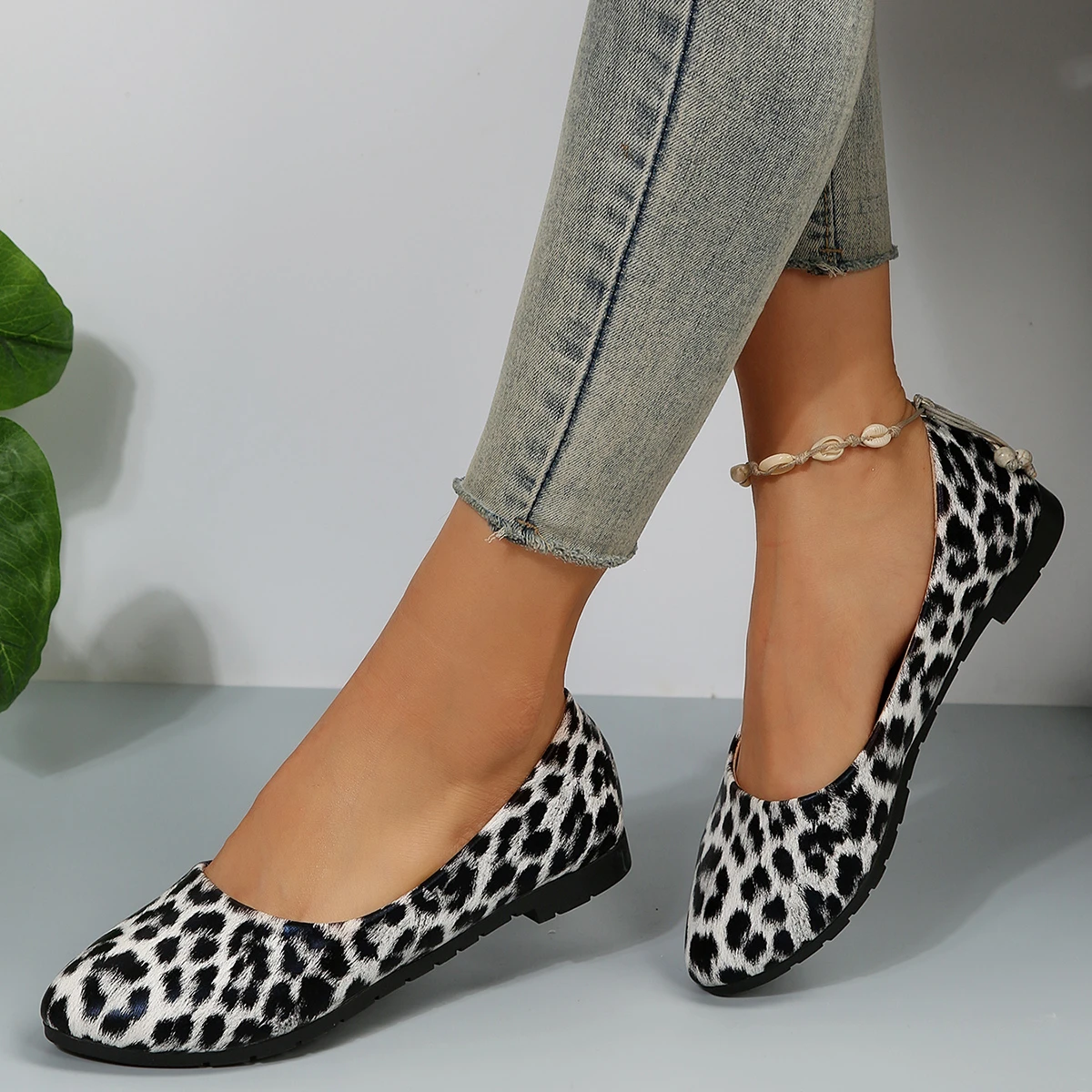 Zapatos planos con estampado De leopardo para Mujer, mocasines planos De boca baja a la moda, cómodos e informales, 2024