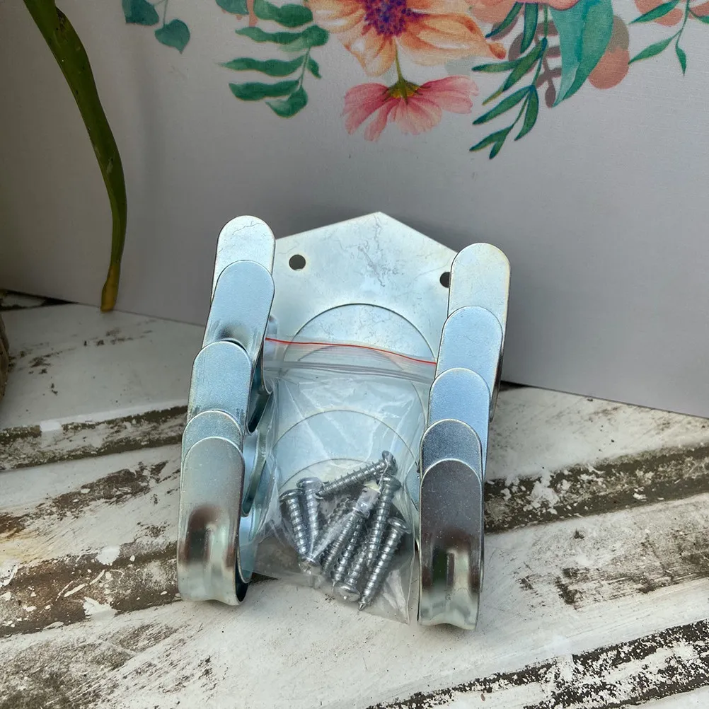 10Pcs Heavy Duty Iron Double Hook Garden Hose Bracket Wall Mount Pipe Hanger for Watering System Outdoor Gardening Tool