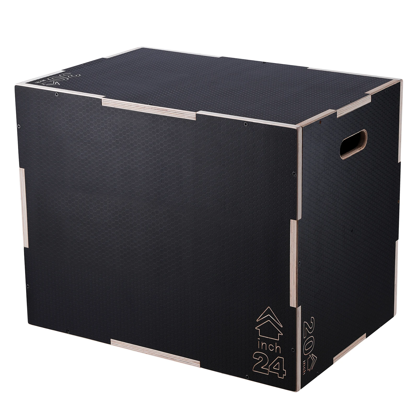 Plyo Jump Box - 3 in 1プライオメトリックジャンプボックス木製プライオボックスブラック、ホームジムトレーニング、コンディショニング、筋力トレーニング用