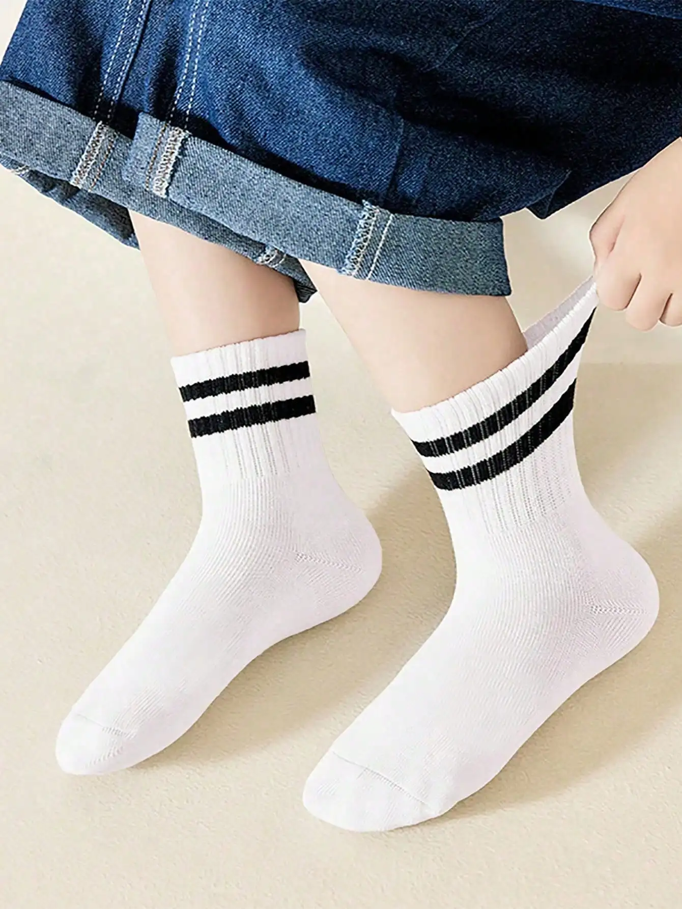 6Pairs Kids Striped Ankle Socks Boys Girls Double‑Bar Sport Socks Breathable Casual Socks For All‑Season School Daily Wear 3‑12Y