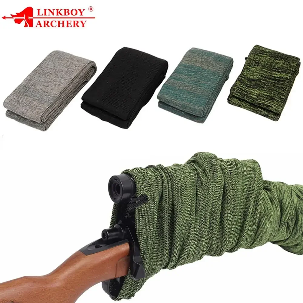 2pcs Knit Gun Sock for Rifle/Shotguns or Without Scope Storage, Anti-Rust, Silicone Treated Drawstring Closure 54/47 Inches