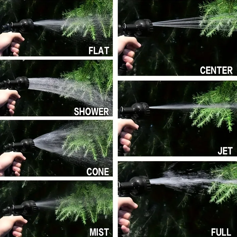 25/50/75/100 قدم خرطوم الجيب الفضة رصاصة توربو النار فوهة أنماط رش متعددة توسيع خرطوم حديقة تركيبات