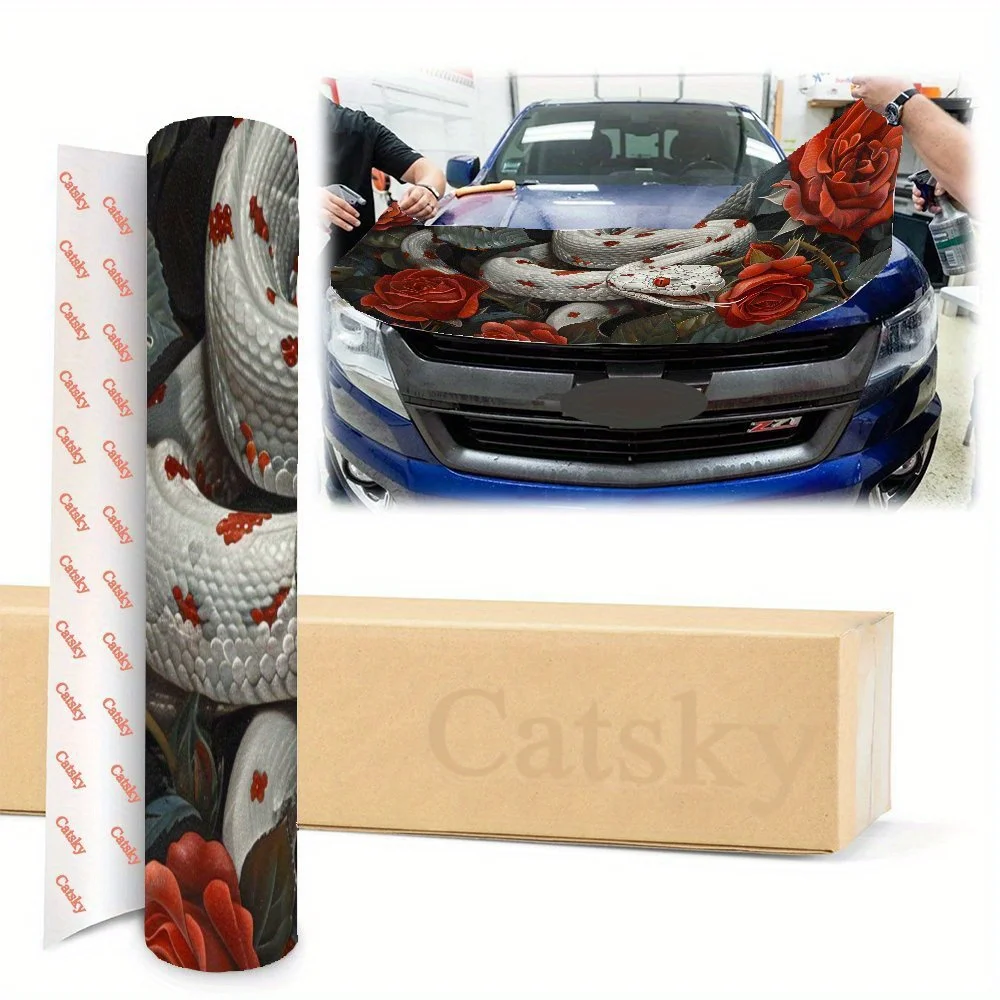 غلاف فينيل للسيارة من Rose Mysterious Python، ملصق يلتف غطاء السيارة المقاوم للماء من مادة PVC، ملصقات ذاتية اللصق مقاومة للخدش لـ #4