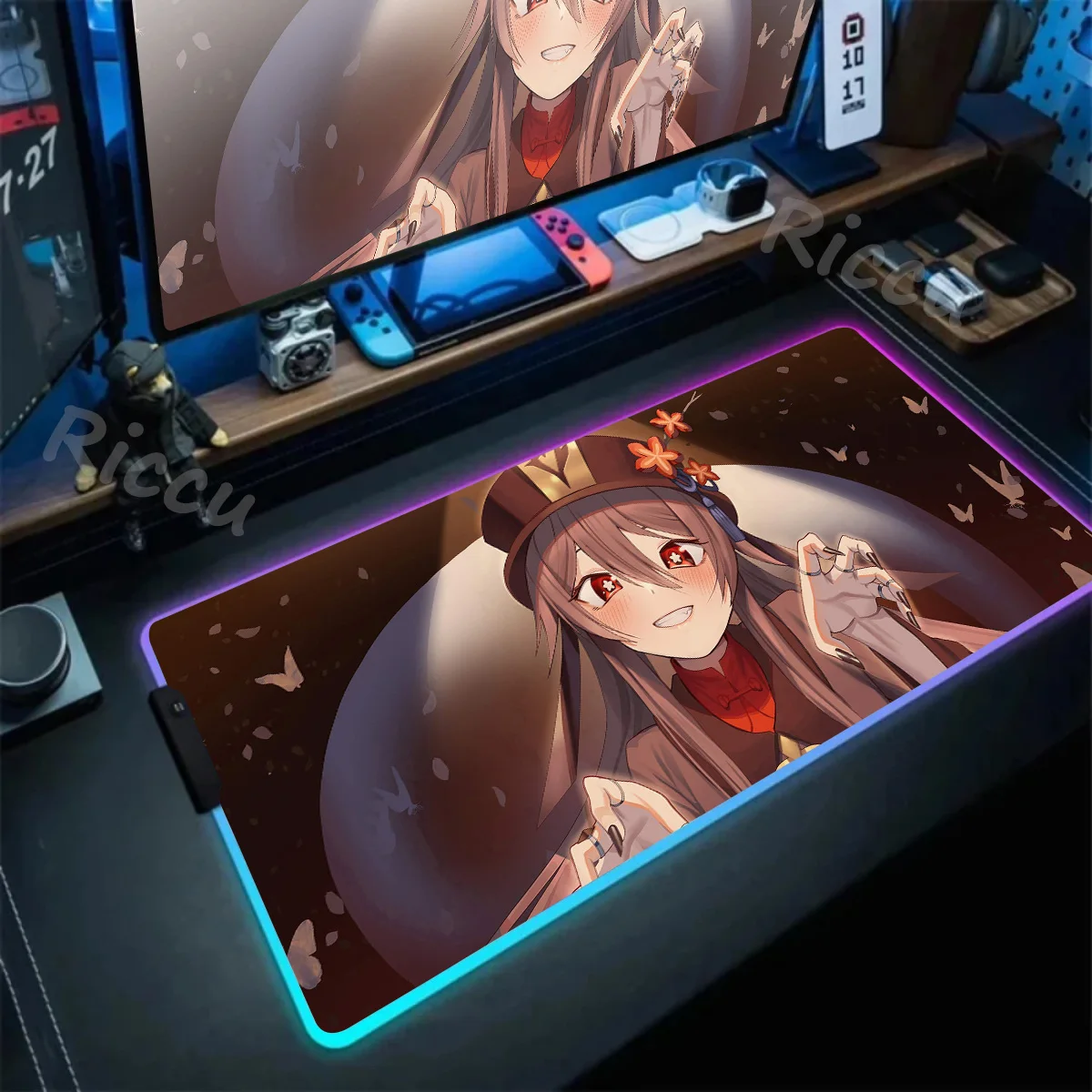 Mause Pad Gaming Setup Accessories Genshin Impact Desktops RGB Mousepad Colorful Luminous Computer Pc Gamer Mouse Mats Extended