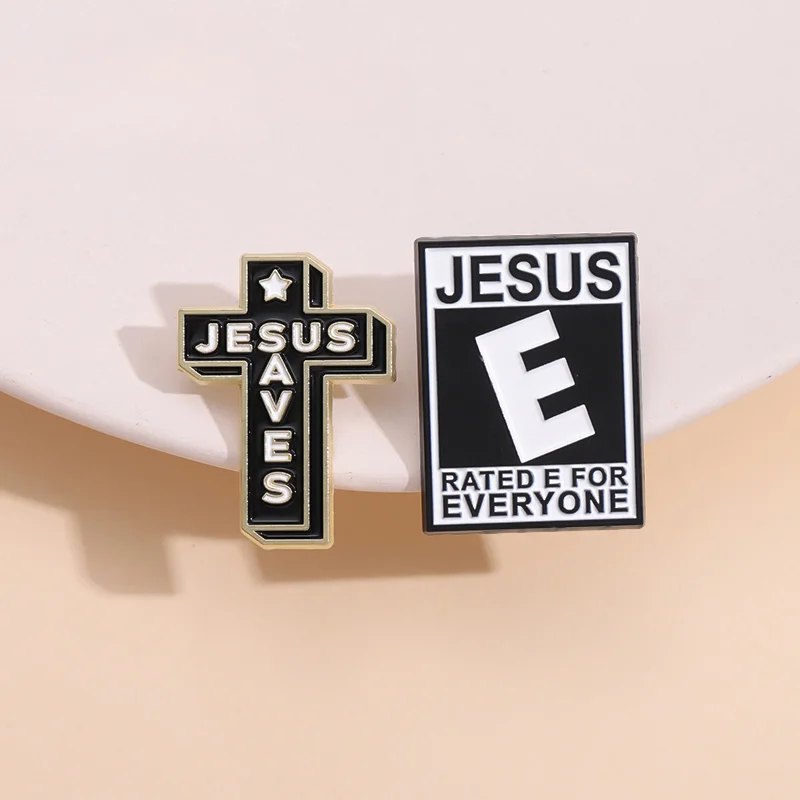 Jesus Saves Enamel Pins Simple Black Fish Shape Vintage Brooches Lapel Badges Jewelry Gift for Kids Friends Drop Shipping