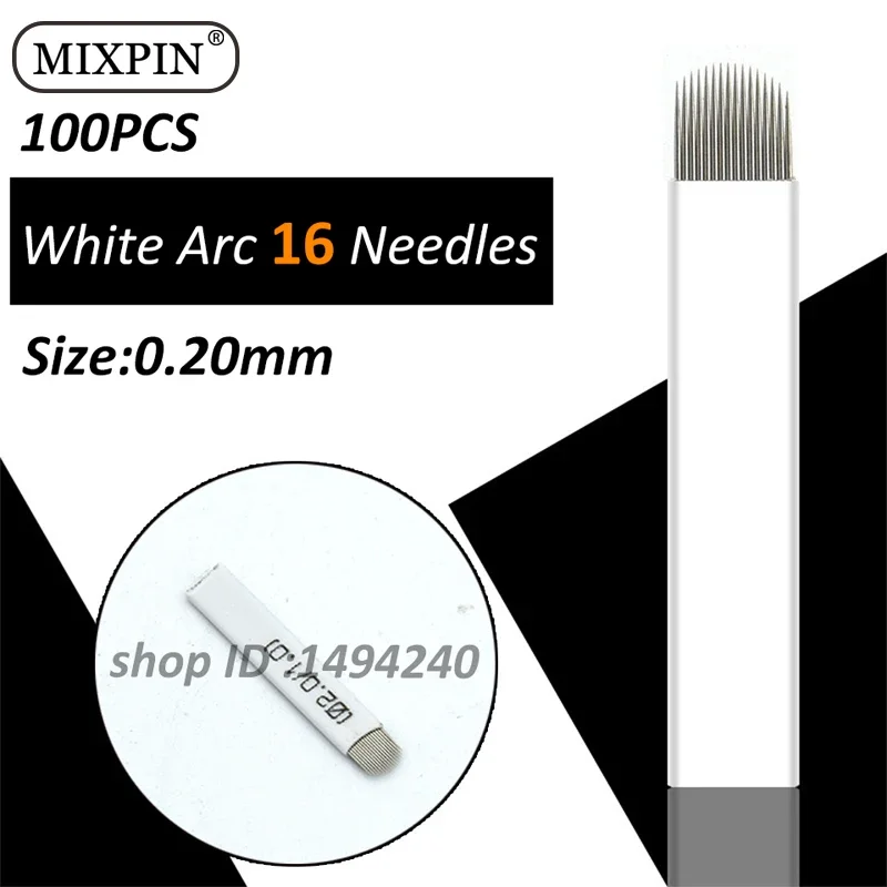 

100 Pcs 16 Pin Needle U Shape Eyebrow Tattoo Superior Microblading Blades For Permanent Makeup Manual Pen 3D Eyebrow Embroidery