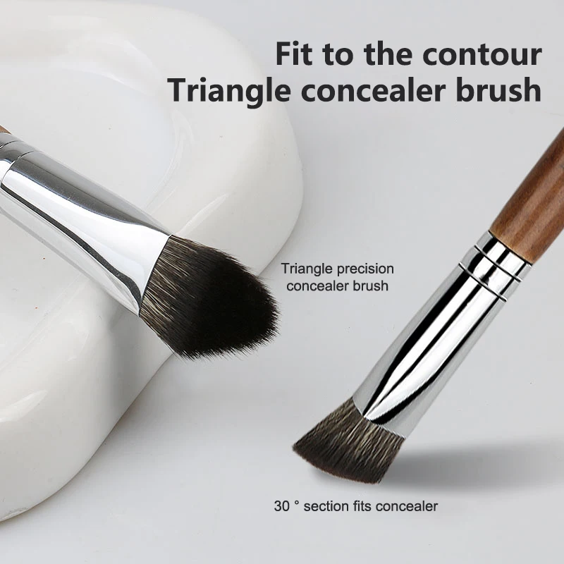 Manche en bois fond de teint correcteur brosse Triangle Premium Contour fard à joues pinceaux impeccable sous les yeux Dense visage maquillage brosse