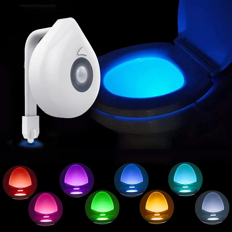 Lampe de cuvette de toilette à LED pour enfants, rétroéclairage, détecteur de mouvement, veilleuse, capteur de WC, lumière HOLamp, 8 couleurs