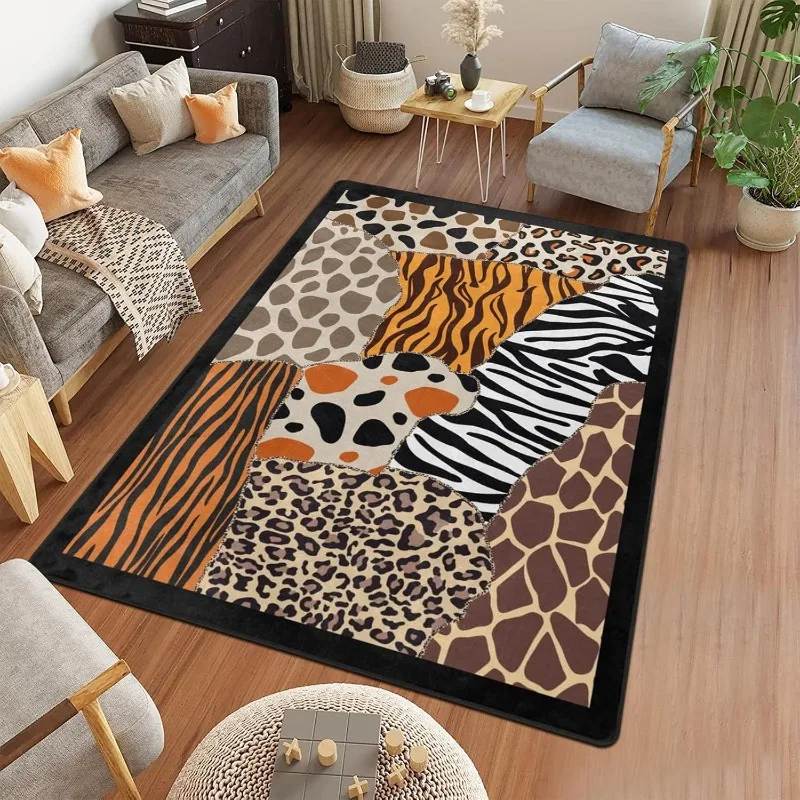Personalized Leopard Print Carpet Living Room Large Area Pink Tiger Pattern High-end Decoration Rug Bedroom Bedside Non Slip Pad
