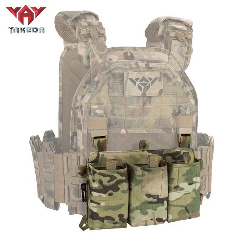 

Olive Green Triple Mag Pouch Panel, Quick Release Tactical Magazine Holder For Airsoft CS Hunting