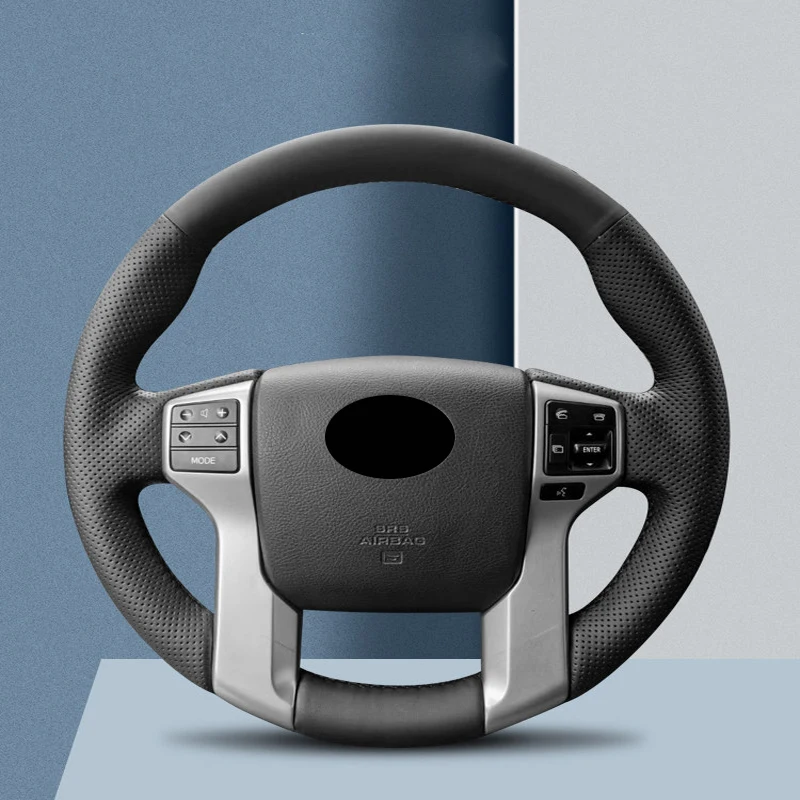 

For Toyota Land Cruiser Prado 150 2010-2016 LC150 2010-2016 Car Steering Wheel Cover Manual Sewing Genuine Leather Car Interior