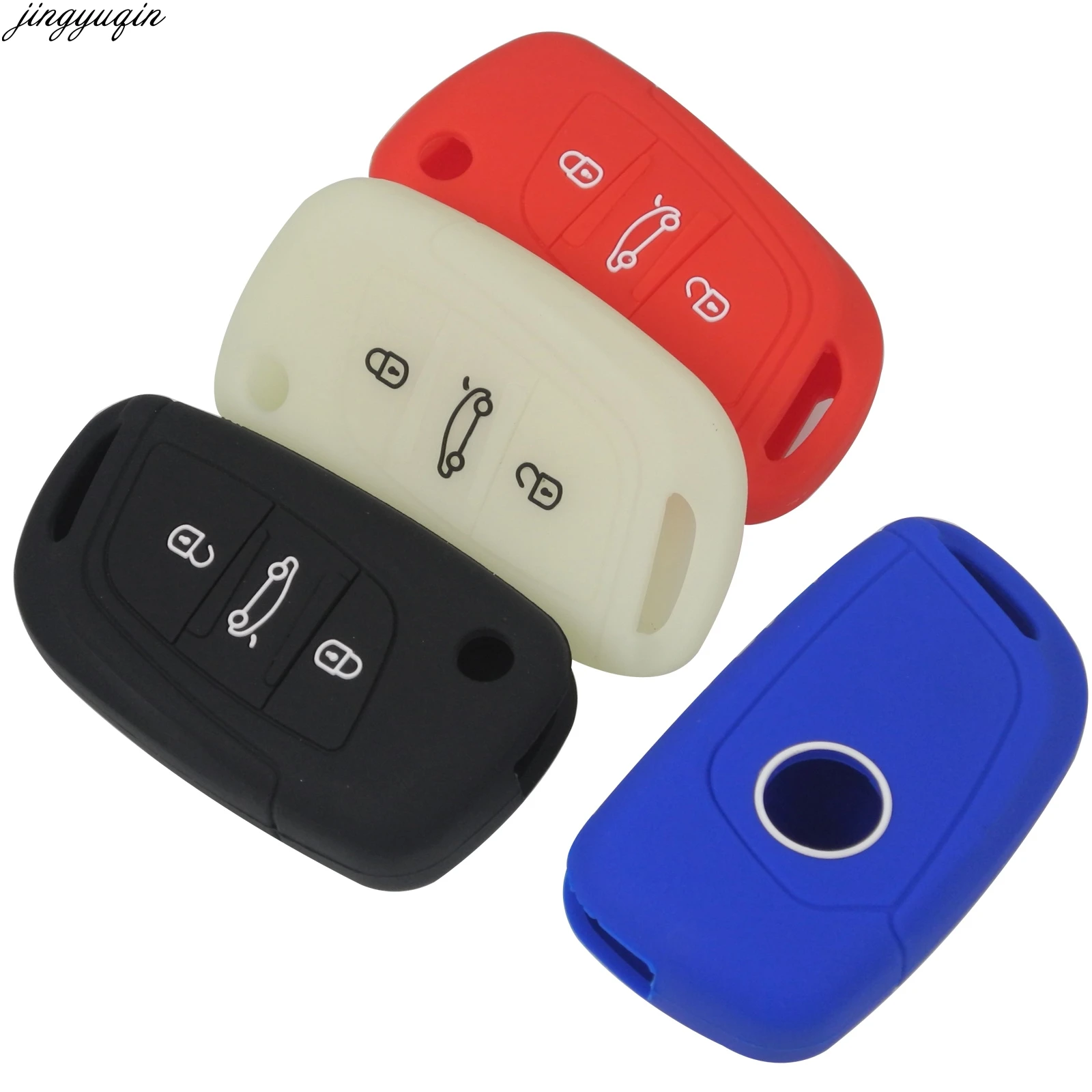 Jingyuqin 3 Buttons Silicone Car Key Cover Case For PEUGEOT 207 307 308 For Citroen C2 C3 C4 C5 C6 C8