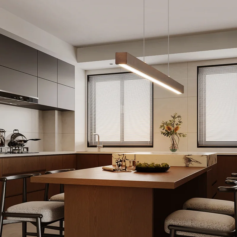 

Black walnut restaurant chandelier new minimalist light luxury zen tea room new Chinese one-word bar table lamp