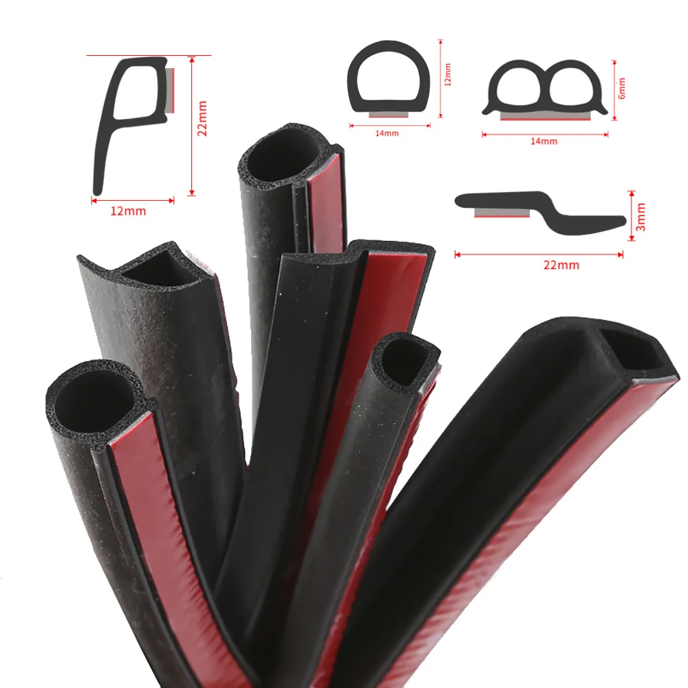 Full Types 3/5Meters Car Door Seal Strip EPDM Rubber Noise Insulation Anti-Dust Soundproof Car Seal Strong Adhensive