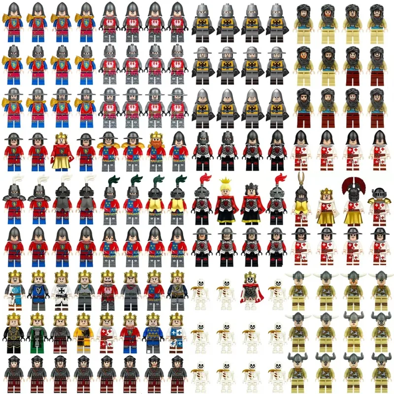 Caballeros medievales romanos antiguos, bloques de construcción, figuras, juguetes, minifiguras, muñecas humanoides, juguetes, regalos de cumpleaños.