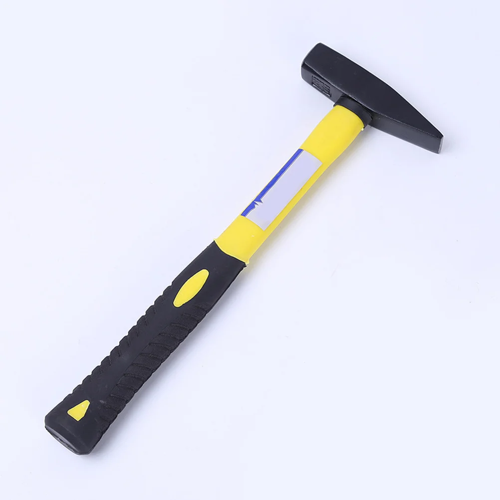 Flat Head Hammer Fiber Handle Plastic Coated Bench Hammer Black Spray 45 Steel Fitter Hammer Knock Hammer (200G)