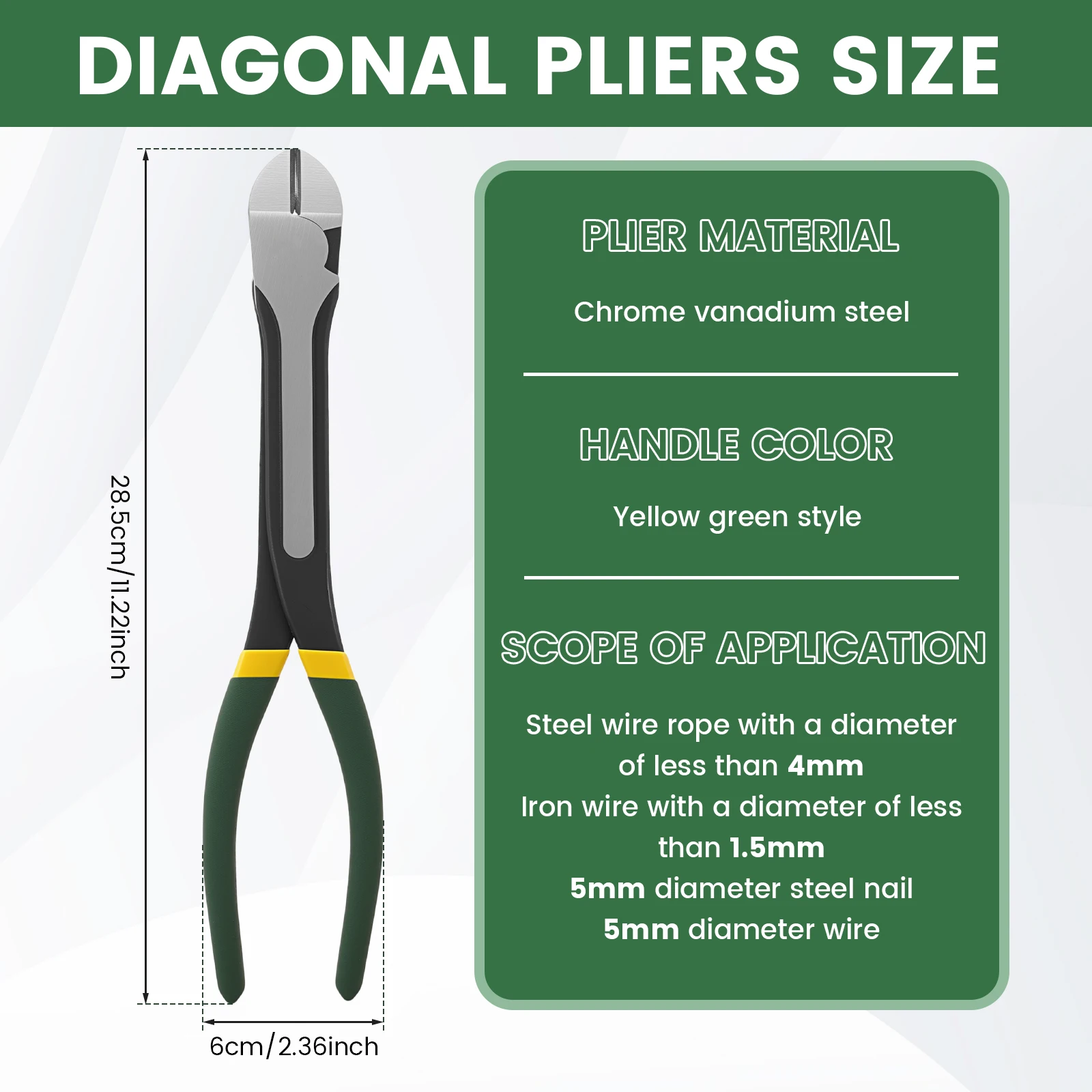 High Leverage Diagonal Cutting Pliers 11 Inch Extended Reach Diagonal Cutter Heavy Duty Wire Cutter with Ergonomic Handle