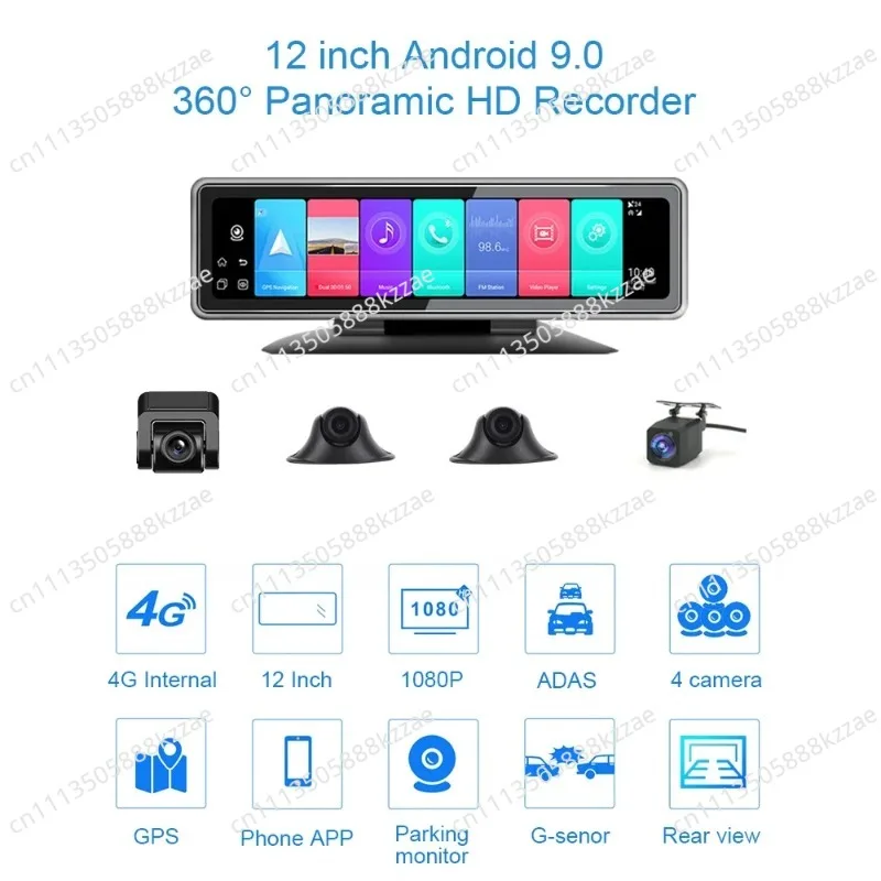 4 Cameras 4G Android 9.0 Car DashCam Video Recorder 12