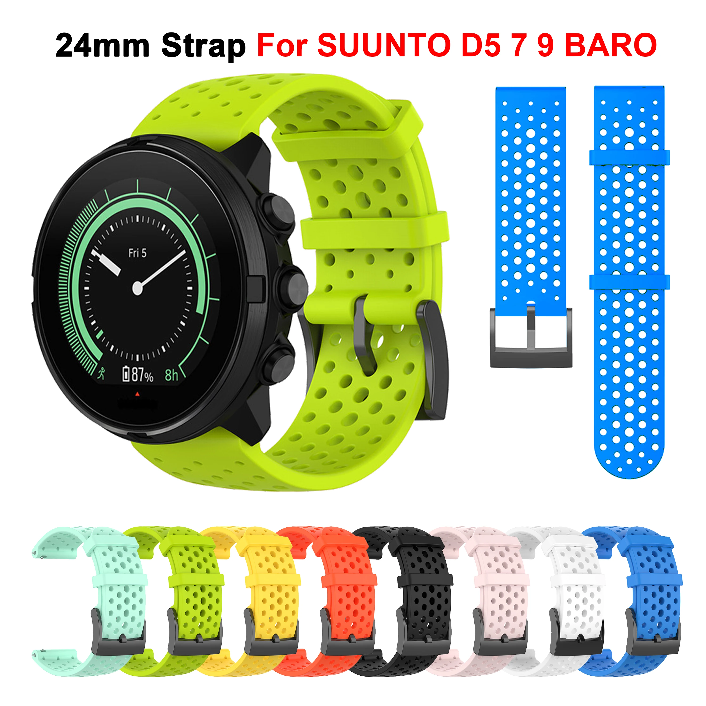 24MM Silicone Strap For SUUNTO 7/9/9 BARO/SPARTAN SPORT Watch Band Bracelet for SUUNTO D5/SPARTAN SPORT WRIST HR Wrist Correa