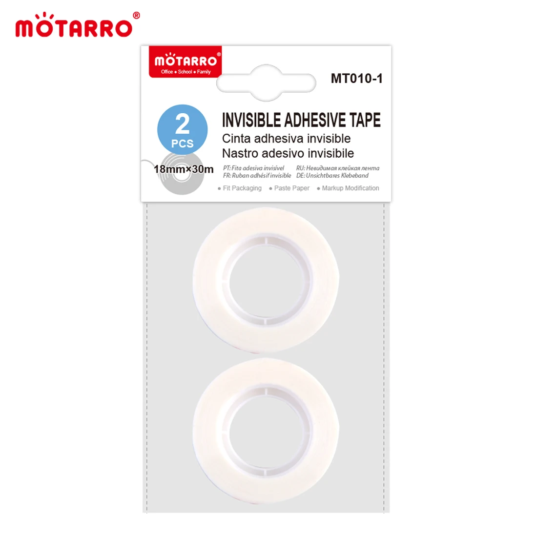 MOTARRO Set of 2Pcs Magic Adhesive Tape Writable Invisible Stationery Tape Clear No Trace Glue Tapes Office Supplies