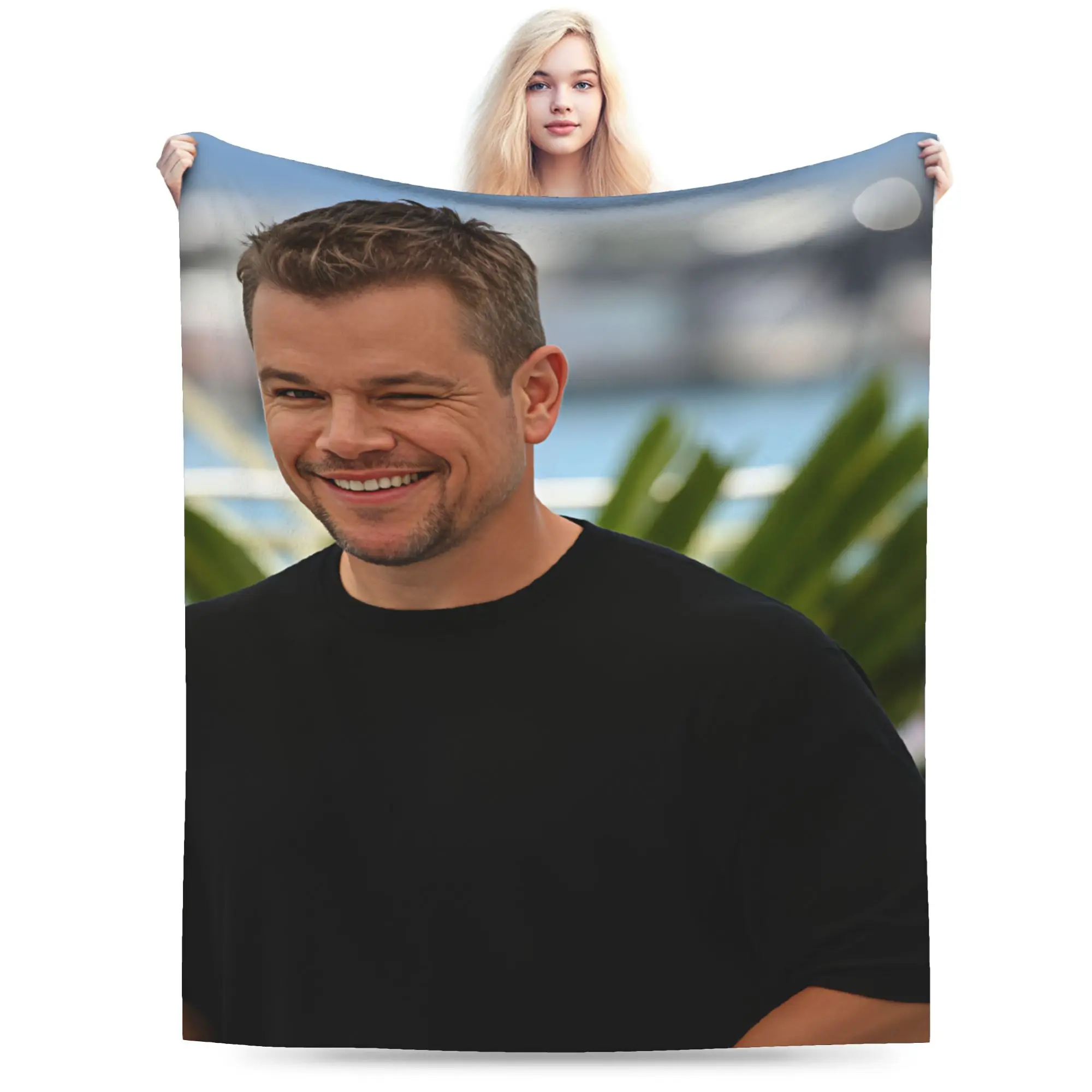 Matt Damon Blanket Soft Comfy  Throw Blanket Spring Kids Adults Bedroom Travel Bedspread