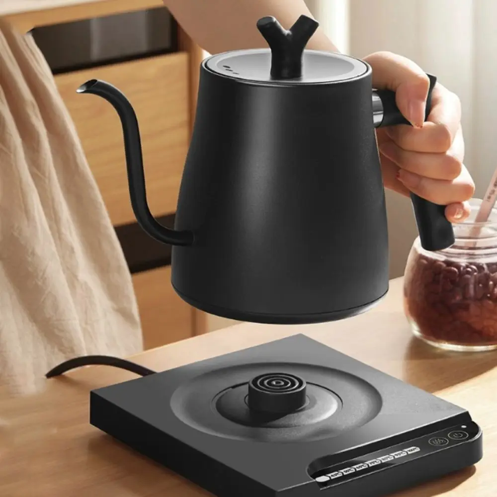 1000ML Goose-neck Electric Kettle Stainless Steel Adjustable Temperature Electric Water Pot Smart Temp Control with Heated Base