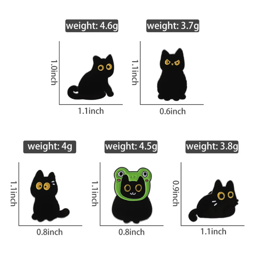 Black Coal Ball Cat Funny Badge Brooch Frog Head Cover with Cat Ears Cute Pin Animal Backpack Clothing Decoration Accessories