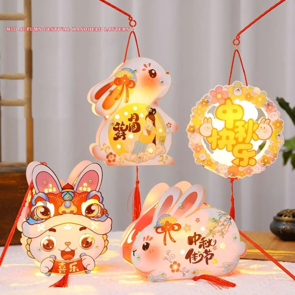 

Chinese Mid-Autumn Festival Lantern DIY Glowing Handmade Handheld Rabbit Lantern Chinese Style Luminous Light-Up Bunny Lantern