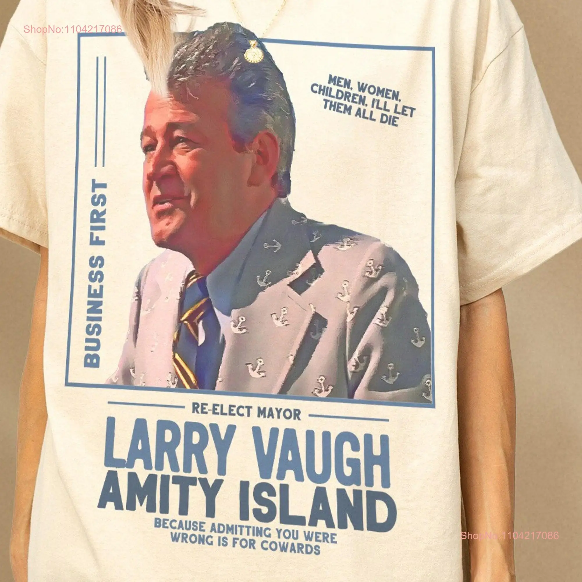 Vote Larry Vaughn T Shirt Funny Amity Island Shark Movie 70s Memorabilia Beach Political Film Poster Merch