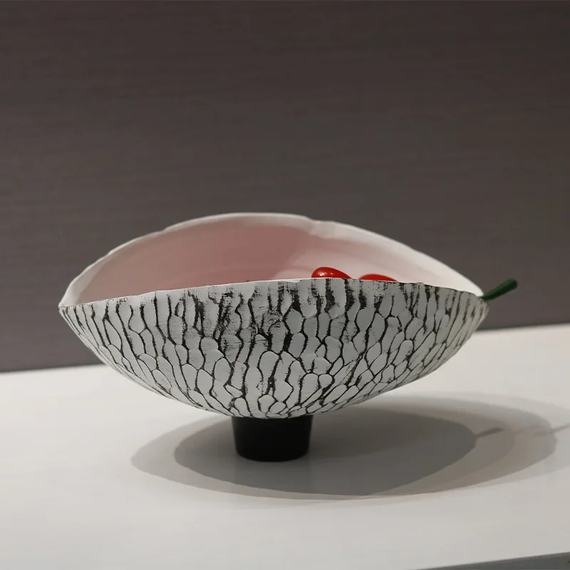 Wabi Sand Wind Chinese Resin Fruit Plate Ornament Hotel Restaurant Shell-shaped Decorative Plate Living Room Desktop Home