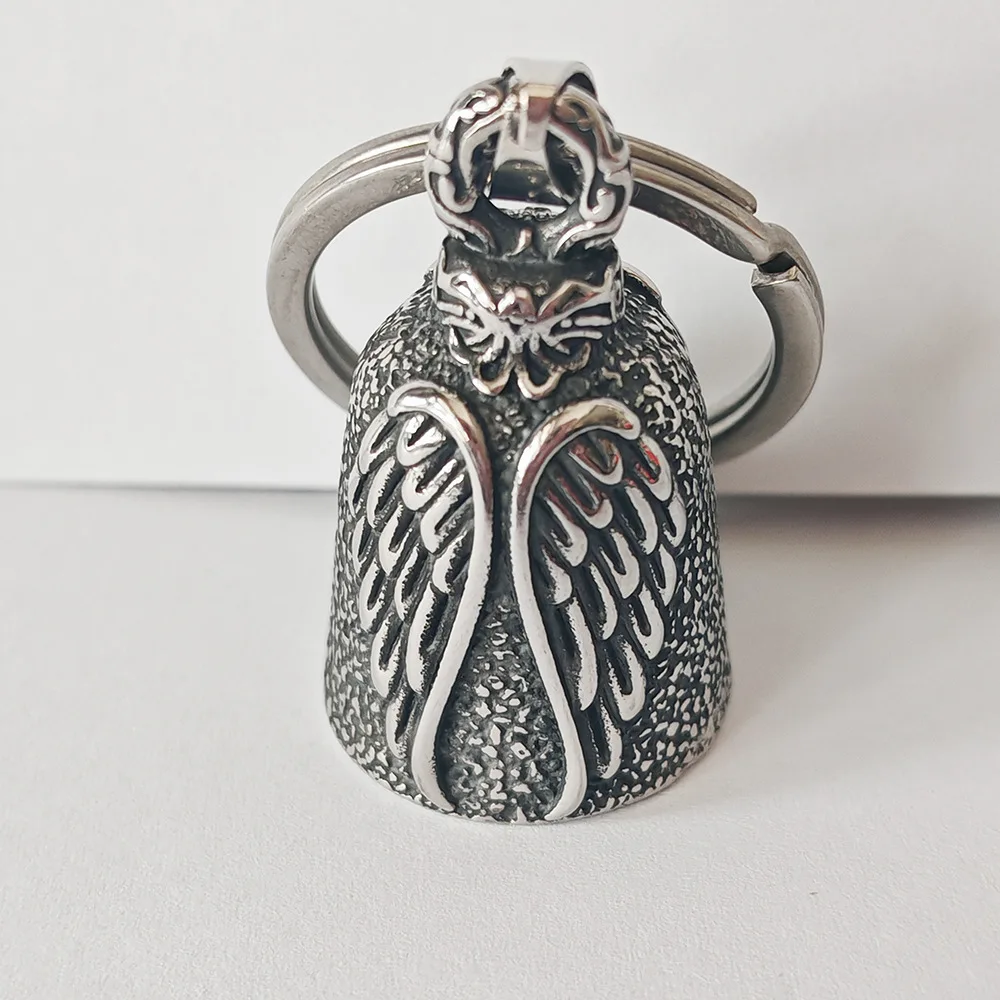 European and American fashion personality punk domineering pendant angel wings riding bell keychain hip-hop accessories