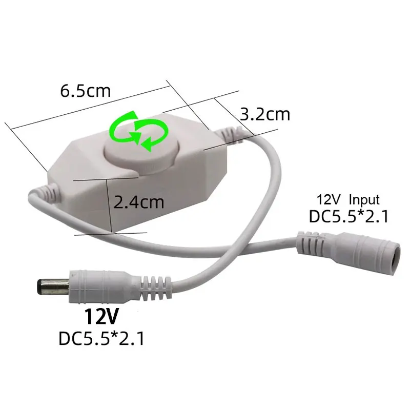12V 24V LED Dimmer, Adjustable Brightness Controller for Single Color LED Strips