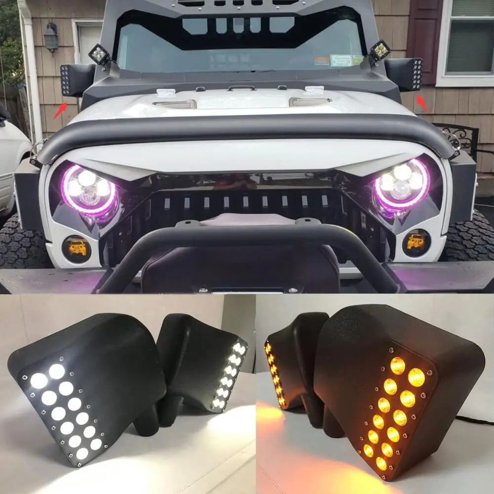 

Side View Mirror Housing with LED White DRL Amber Turn Signals Light Fit for Jeep Wrangler JK JKU 2007-2018 (1 Pair)