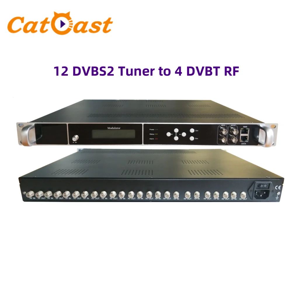 CATV Digital Modulator 12 FTA DVB-S2 tuner to 4 DVB-T Transmodulator DVB-T RF modulator