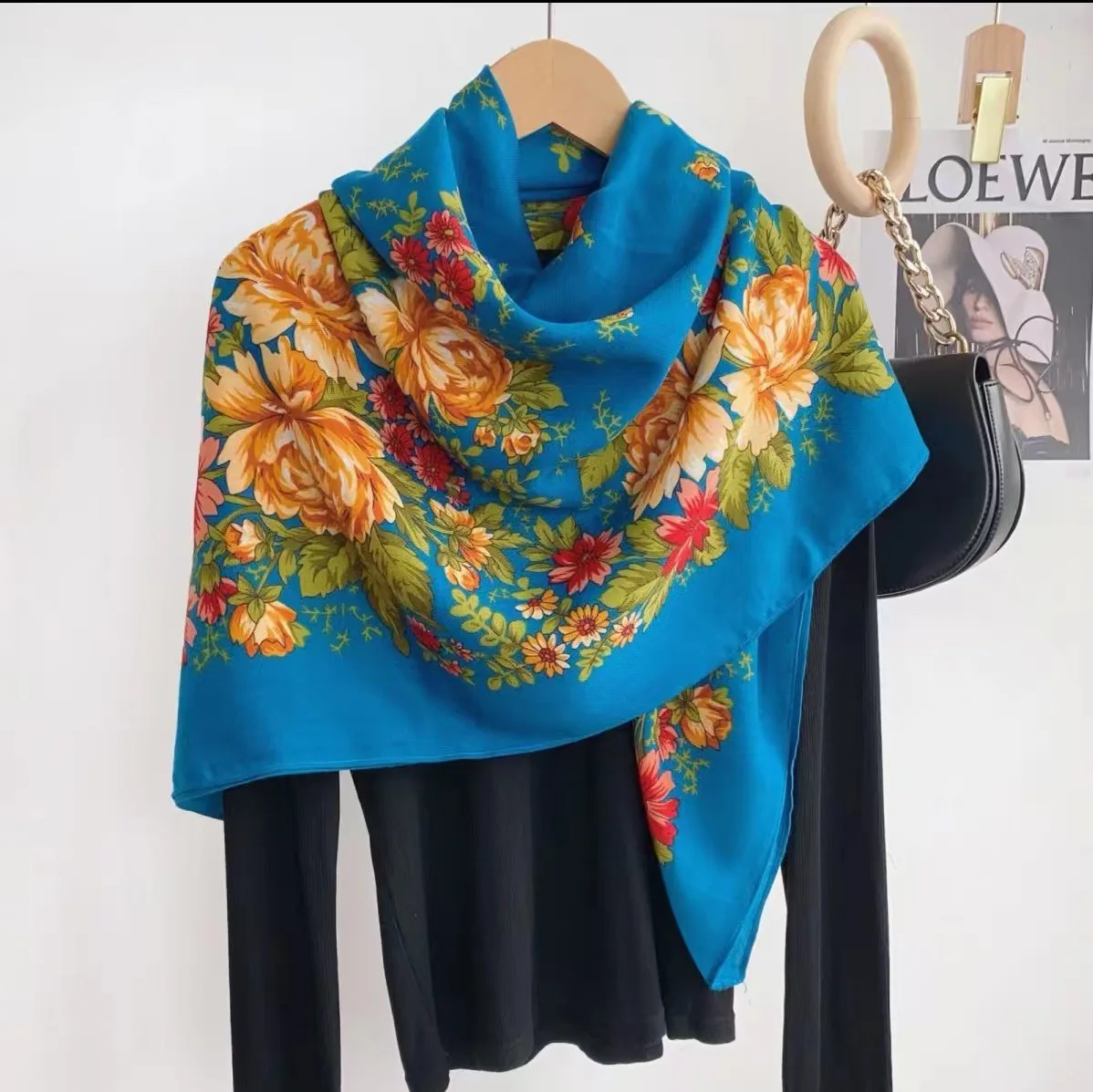 

110*110 см мешок для пыли с принтом, платок на голову, женский стильный шарф, квадратный шарф с цветком, шаль