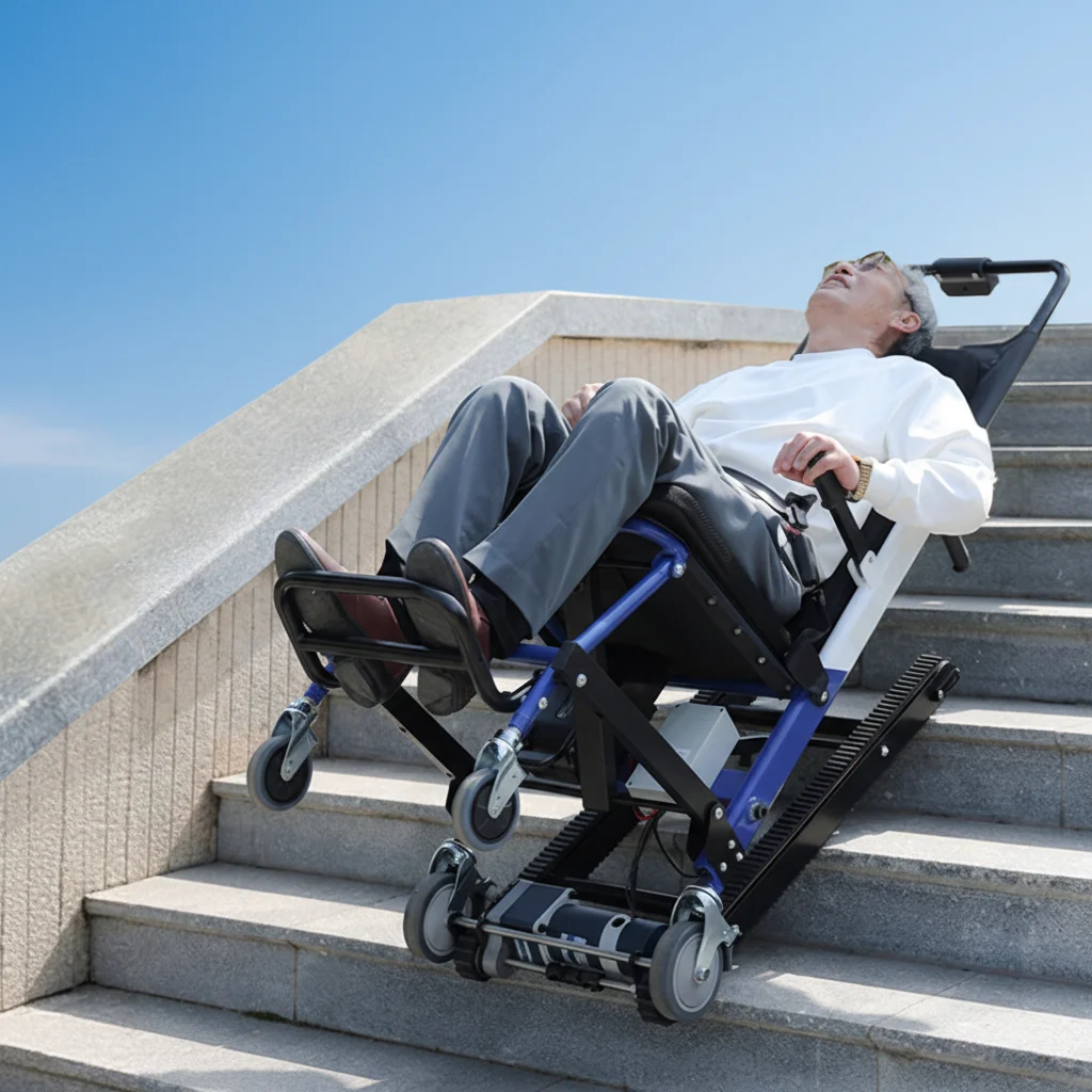 

Lightweight Folding Electric Wheelchair Integrated Stair Climbing Machine Aluminum Alloy Frame CE Certified for Disabled