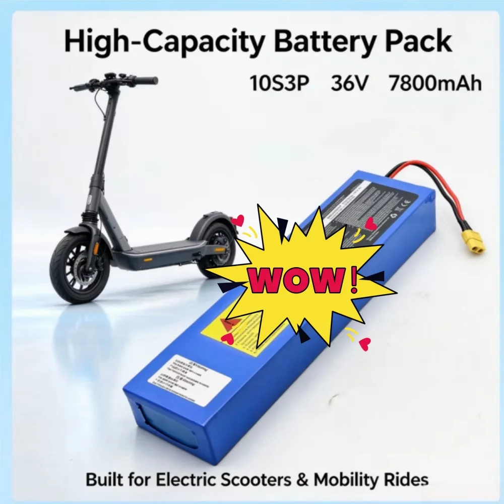 36V 7800mAh 10S3P 18650 Battery Rechargeable Lithium-Ion with 1000W Built-in BMS for KUGOO S1 S2 S3 Electric Scooters
