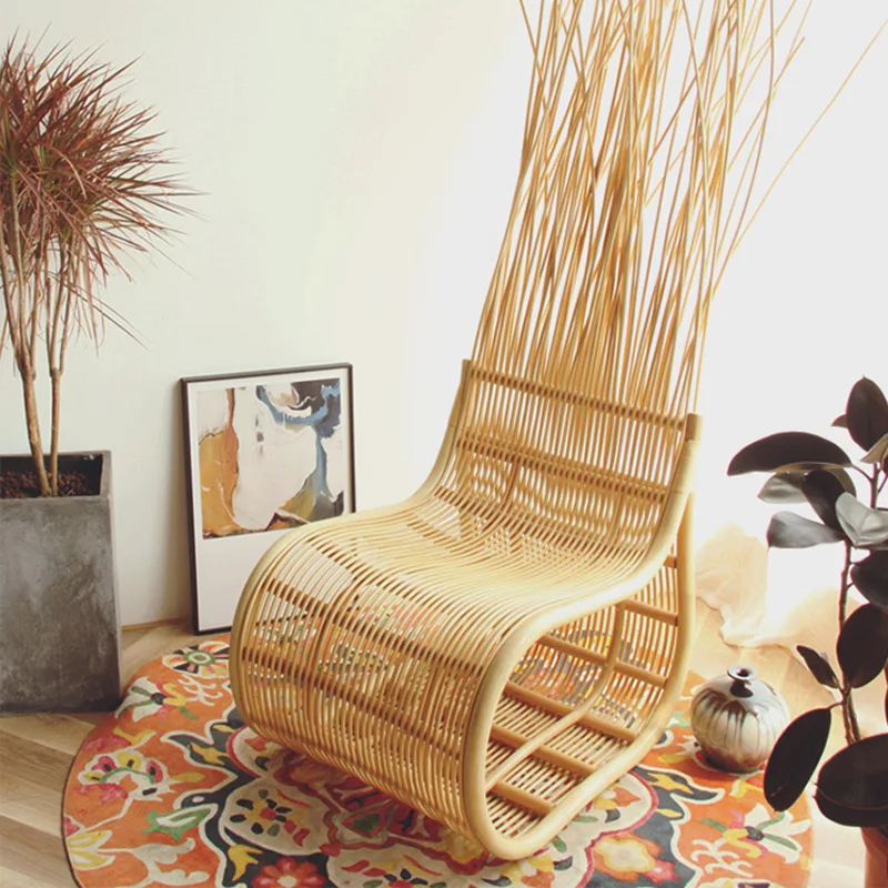 

Bed and breakfast furniture balcony high backrest rattan chair rattan single chair villa courtyard high-end leisure peacock