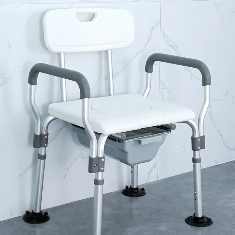 Aluminum Alloy Liftable Toilet Chair - Elderly Bath Chair for Patient Home, Bath Stool Bathroom Seat with Strong Load-Bearing