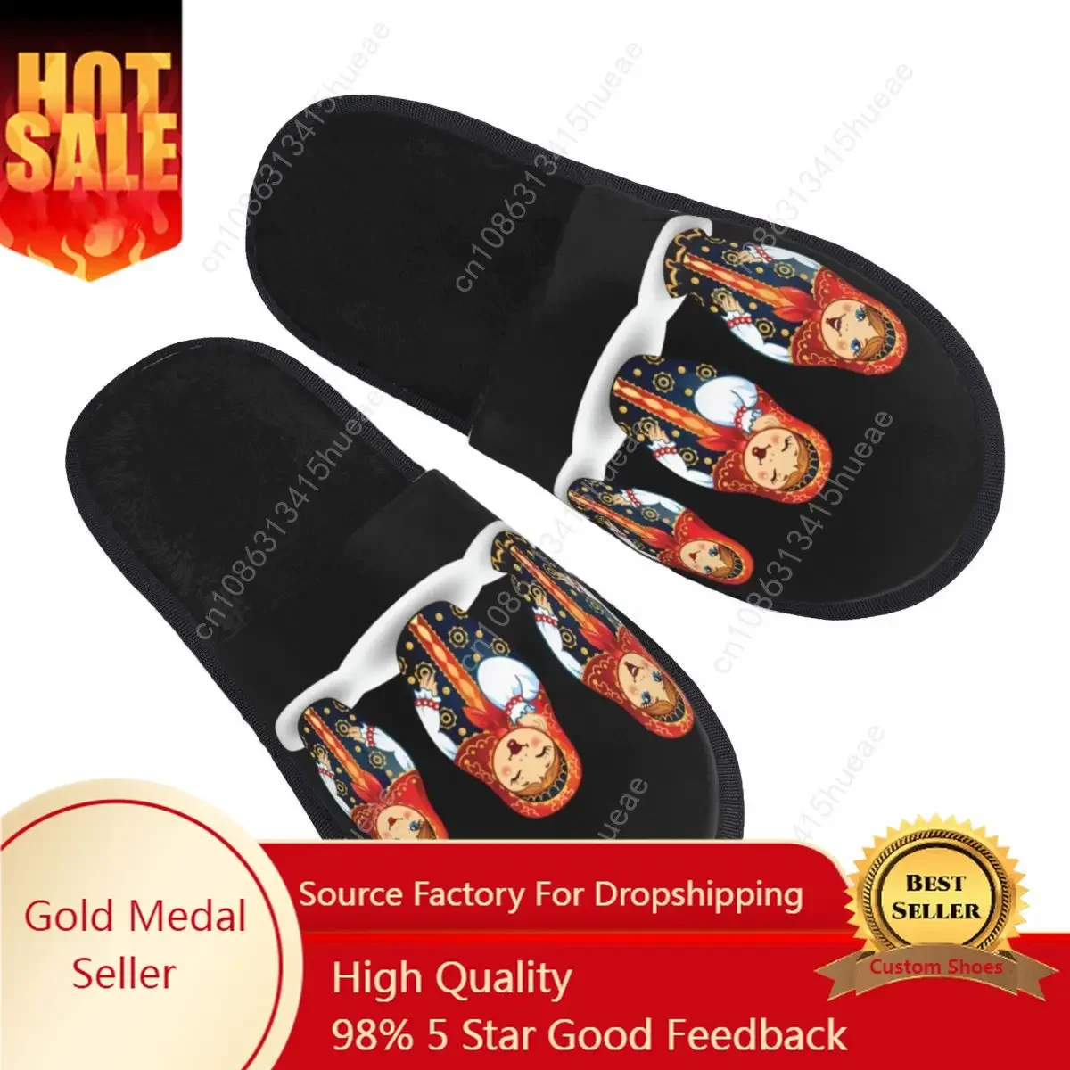 

Custom Russian Traditional Art Matryoshka Doll Slippers Cozy Warm Nesting Doll Memory Foam Fluffy Slipper Indoor Outdoor Shoes