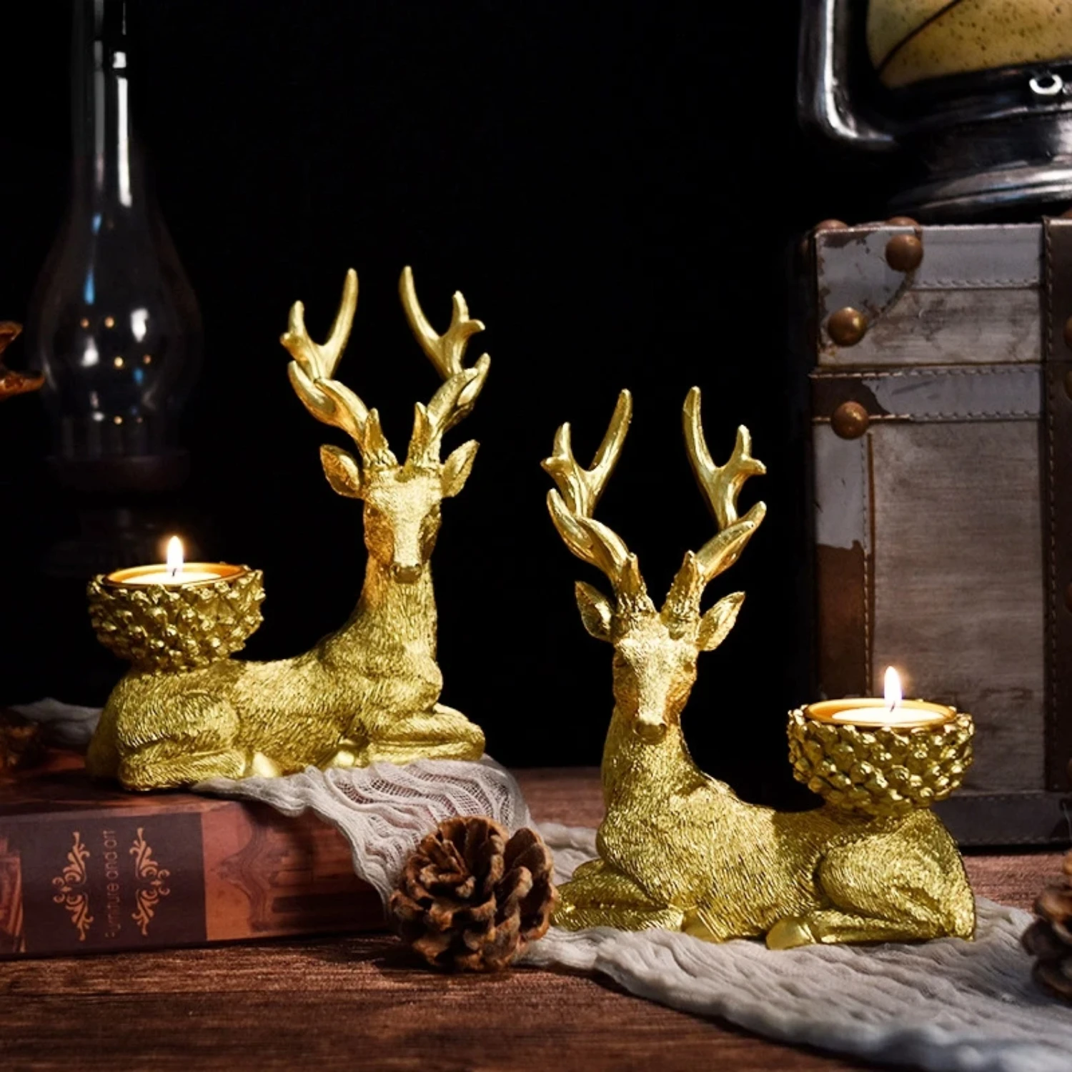 Exquisite, stylish Nordic golden deer candlestick holders - Luxurious, stunning stag ornaments for your meditation space and liv