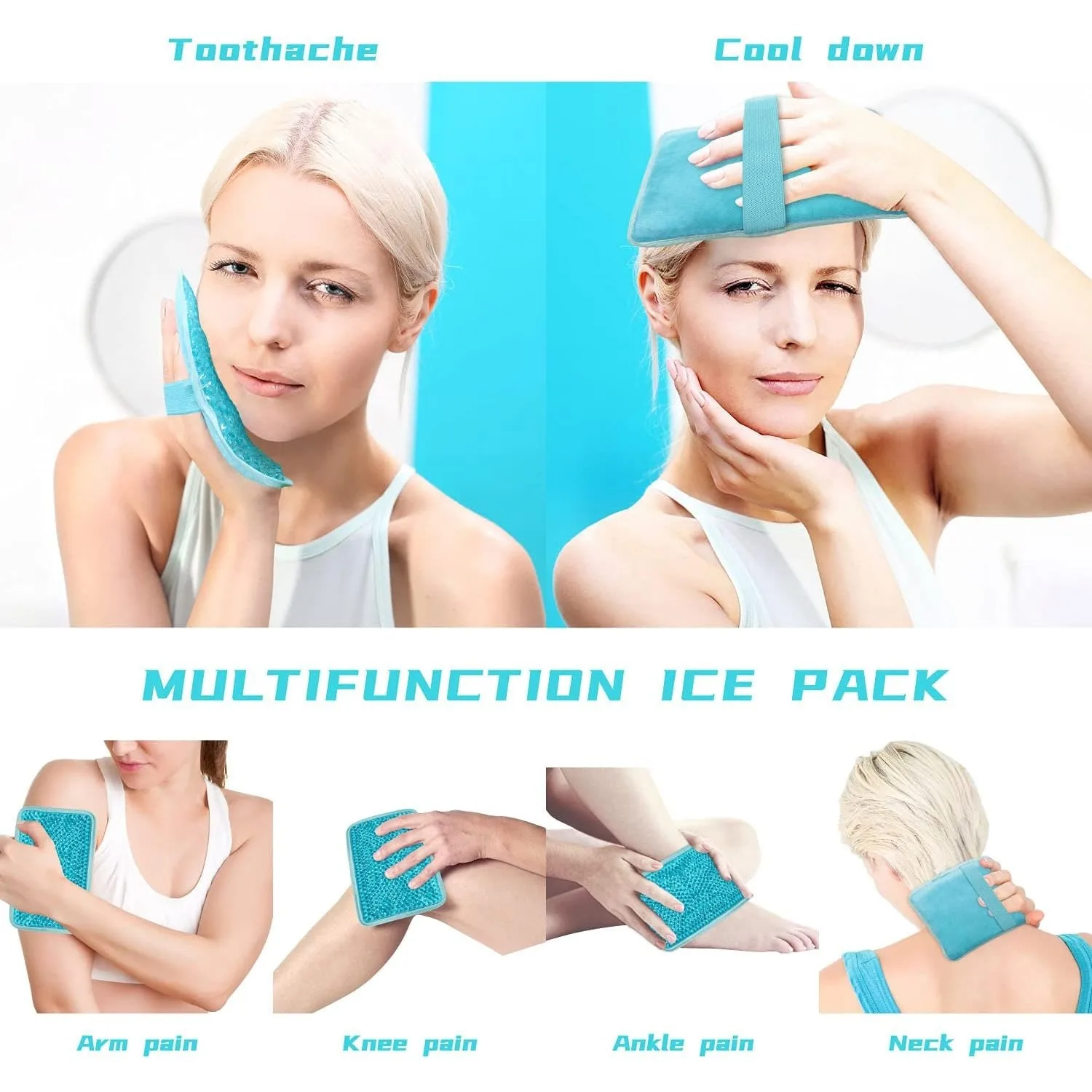 Double-sided Pillow Cold Compress Hot Compress Gel Bag, Heating Bag, Strap Handheld Gel Ice Bag.